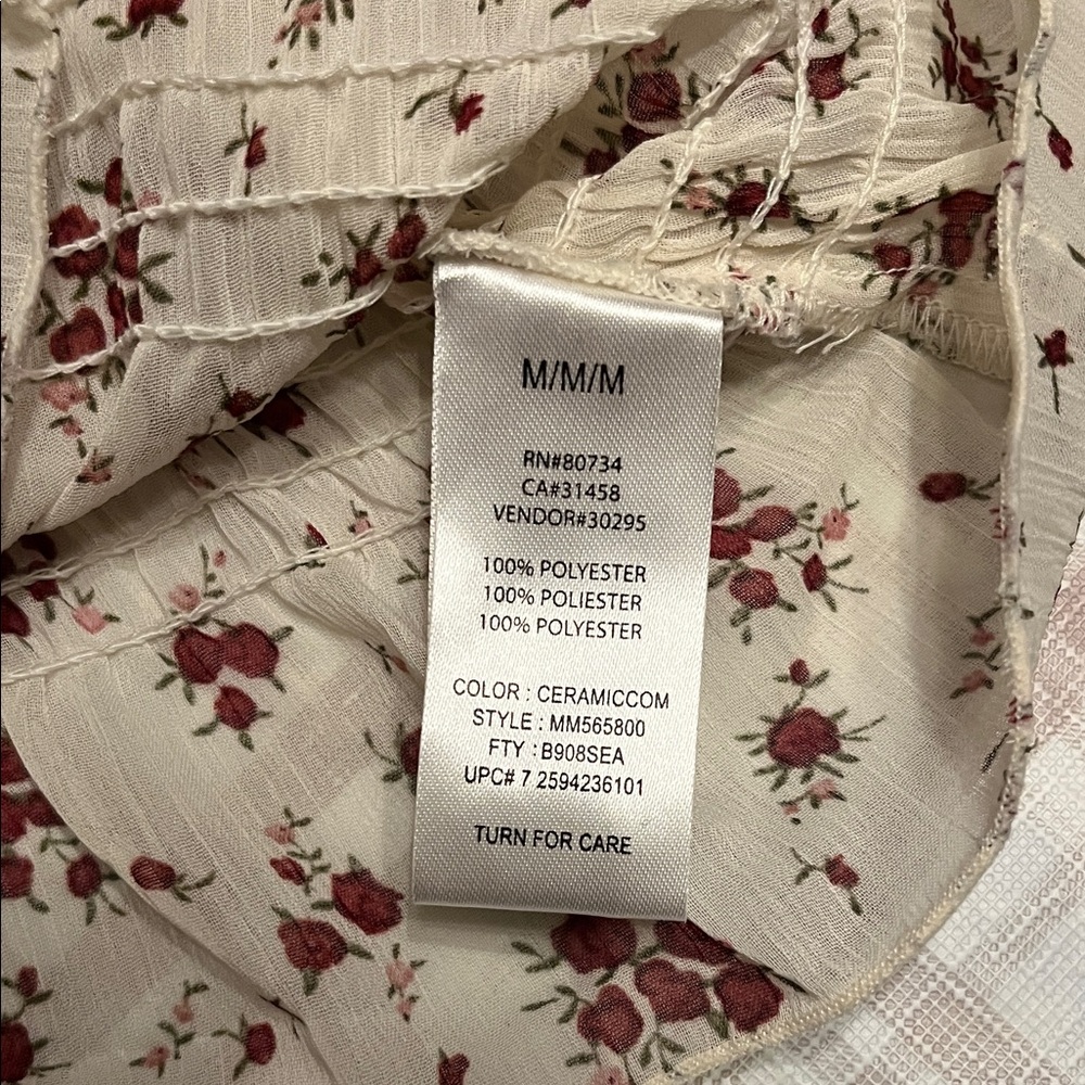 ❗️2 for $8 - Miley Cyrus Cream and Red Floral Blouse - Picture 4 of 4